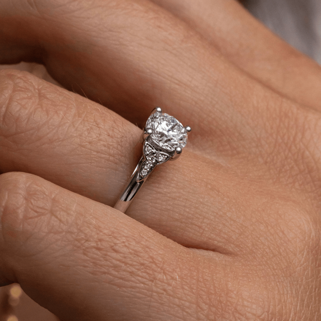 1.20 Carat Lab Grown Round Diamond Celtic Engagement Ring in Platinum - Celtic Song