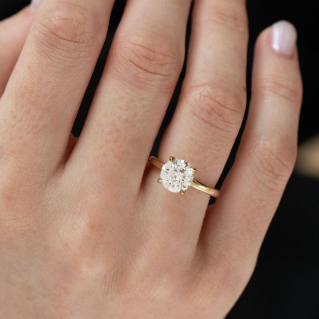 2.06 Carat Lab Grown Round Brilliant Cut Diamond Solitaire Ring in Yellow Gold - Chelsea