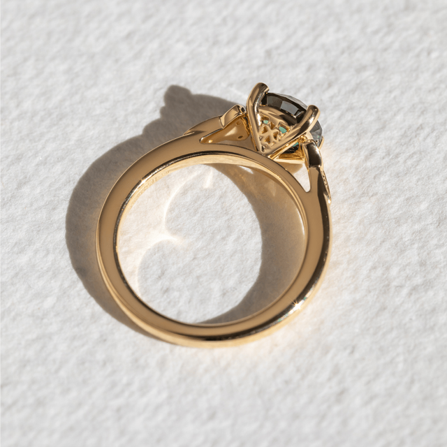 1.50 Carat Lab Grown Round Teal Sapphire Engagement Ring in Yellow Gold - Celtic Song