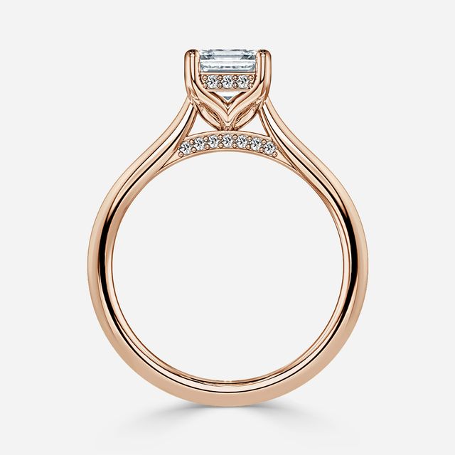 Ria Hidden Halo Engagement Ring in Rose Gold