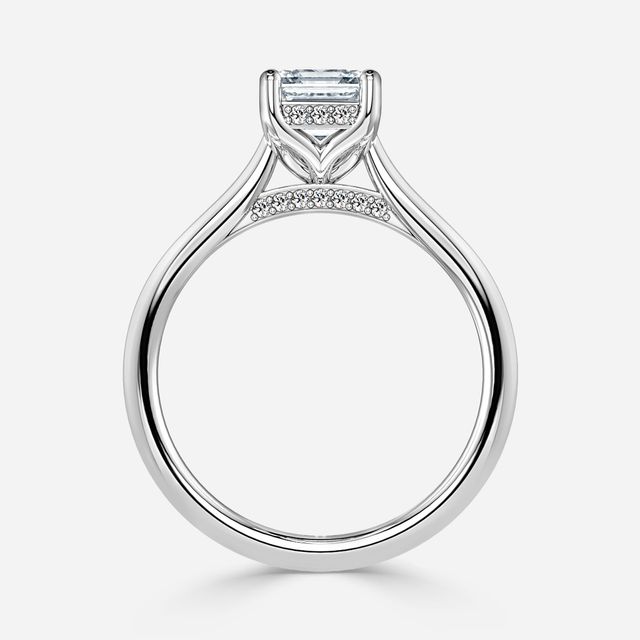 Ria Hidden Halo Engagement Ring in Platinum