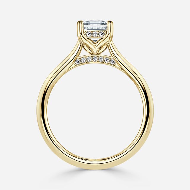 Ria Hidden Halo Engagement Ring in Yellow Gold