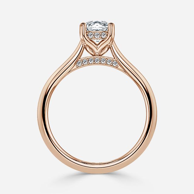 Ria Hidden Halo Engagement Ring in Rose Gold