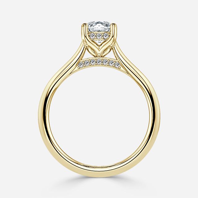 Ria Hidden Halo Engagement Ring in Yellow Gold