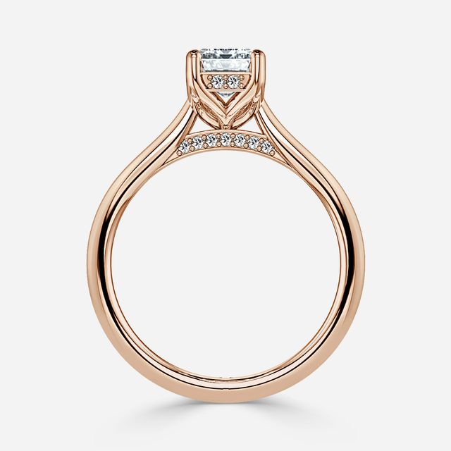 Ria Hidden Halo Engagement Ring in Rose Gold