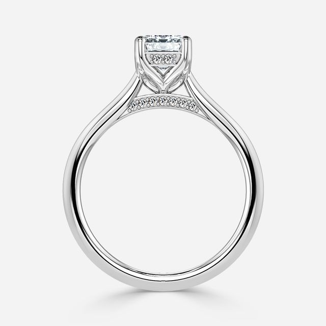 Ria Hidden Halo Engagement Ring in Platinum