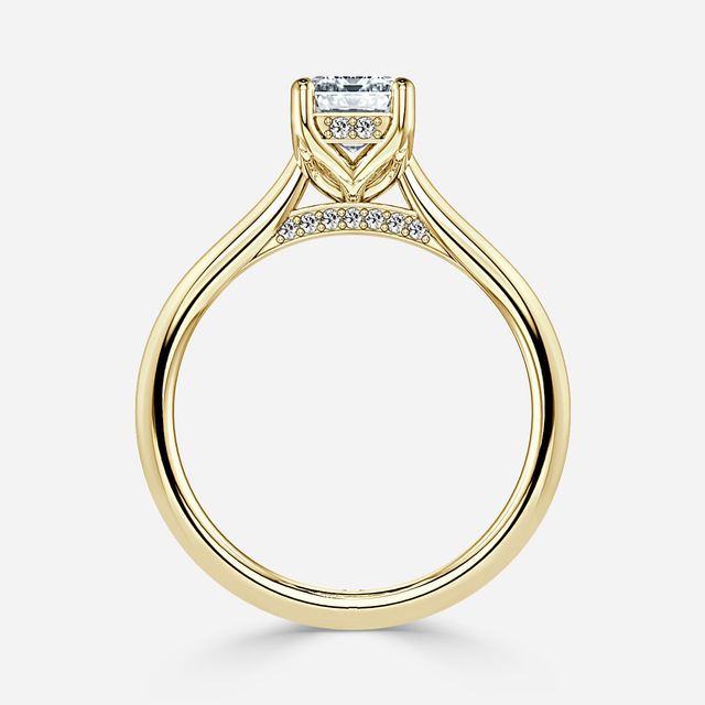 Ria Hidden Halo Engagement Ring in Yellow Gold