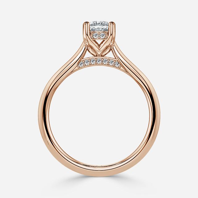 Ria Hidden Halo Engagement Ring in Rose Gold