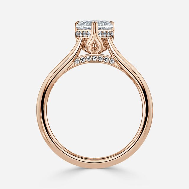 Ria Hidden Halo Engagement Ring in Rose Gold