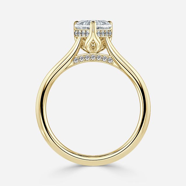 Ria Hidden Halo Engagement Ring in Yellow Gold