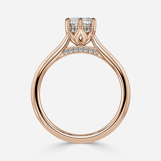 Ria Hidden Halo Engagement Ring in Rose Gold