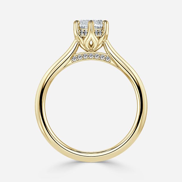 Ria Hidden Halo Engagement Ring in Yellow Gold