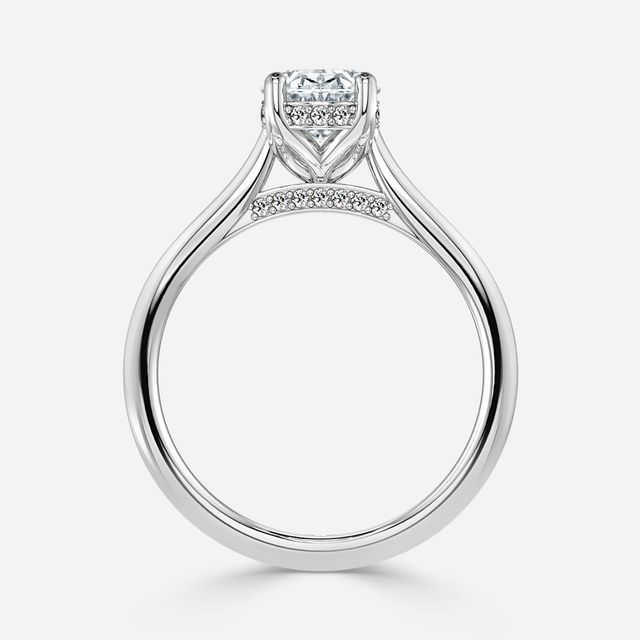 Ria Hidden Halo Engagement Ring in Platinum