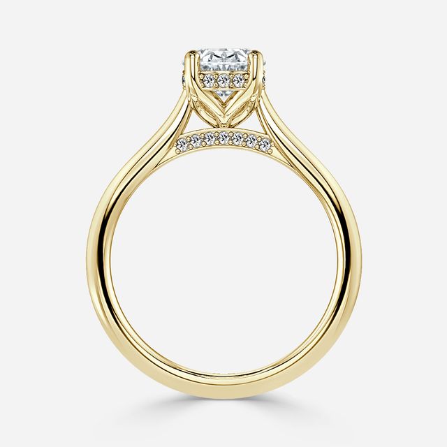 Ria Hidden Halo Engagement Ring in Yellow Gold