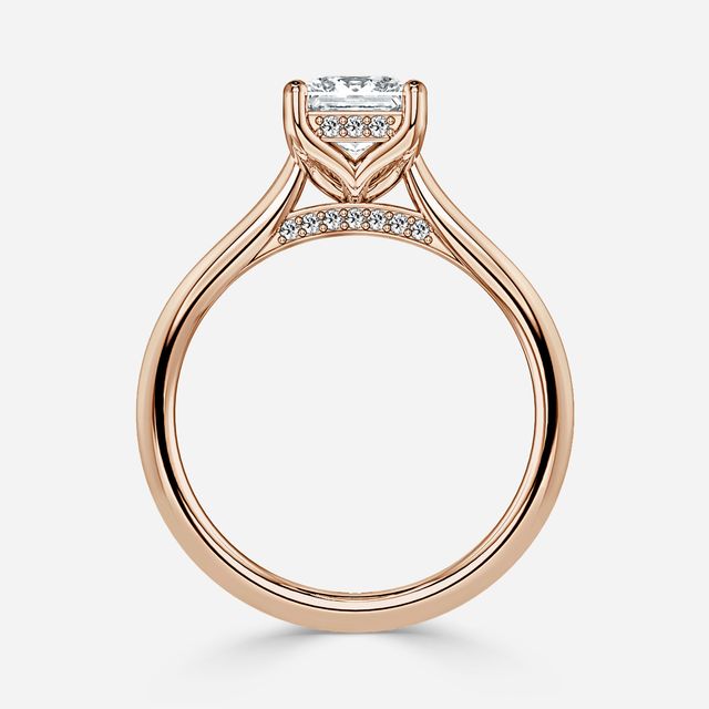 Ria Hidden Halo Engagement Ring in Rose Gold