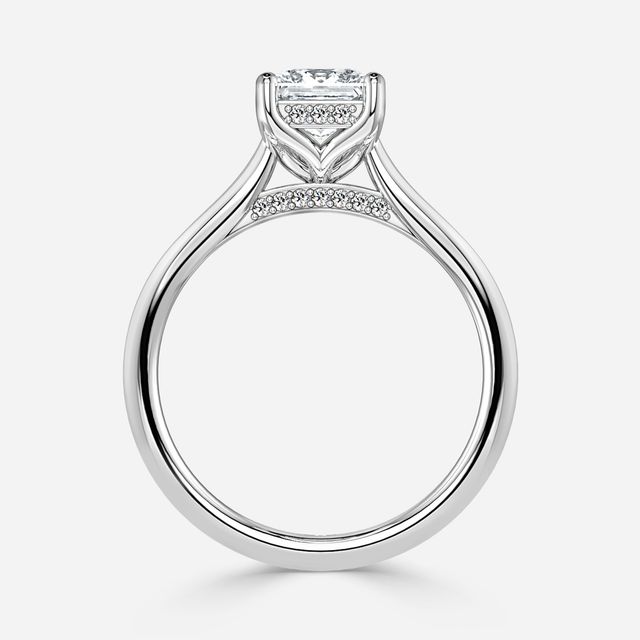 Ria Hidden Halo Engagement Ring in Platinum