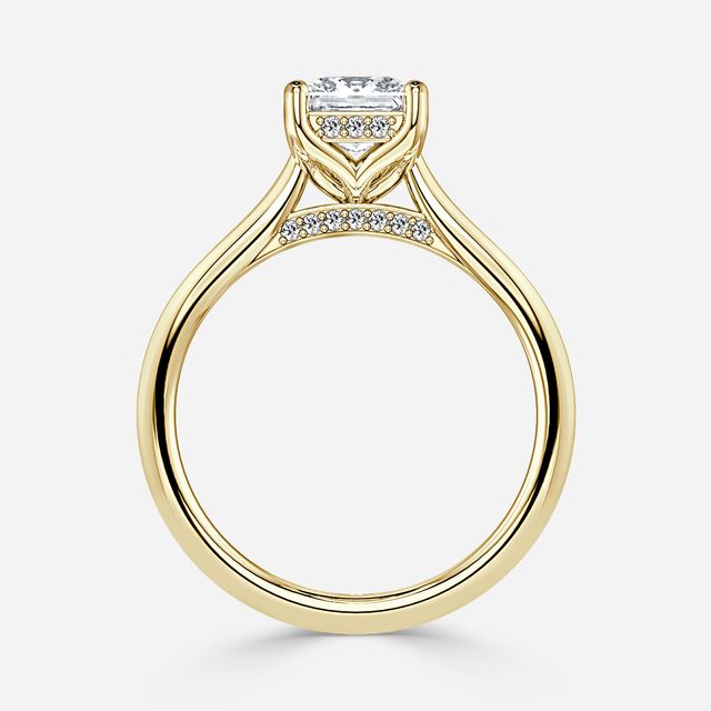 Ria Hidden Halo Engagement Ring in Yellow Gold