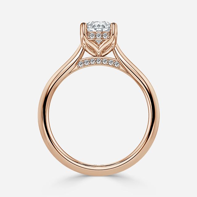 Ria Hidden Halo Engagement Ring in Rose Gold