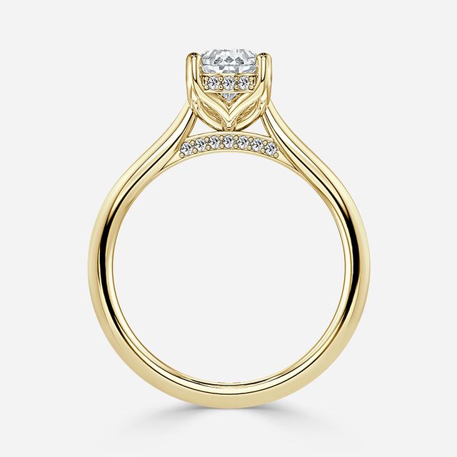 Ria Hidden Halo Engagement Ring in Yellow Gold