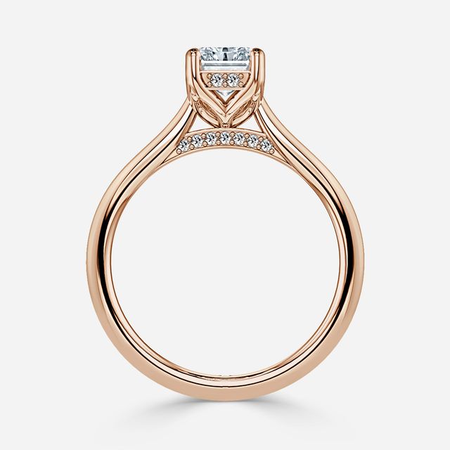 Ria Hidden Halo Engagement Ring in Rose Gold