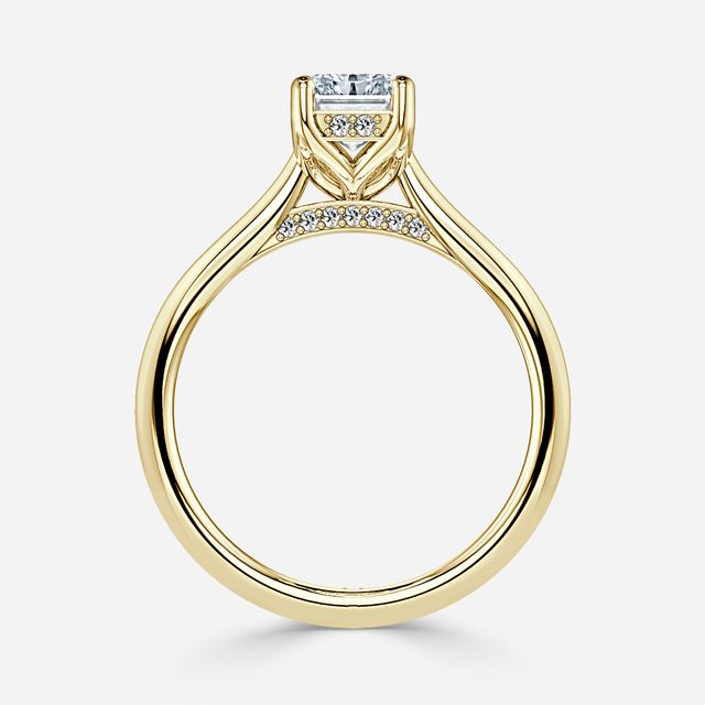Ria Hidden Halo Engagement Ring in Yellow Gold