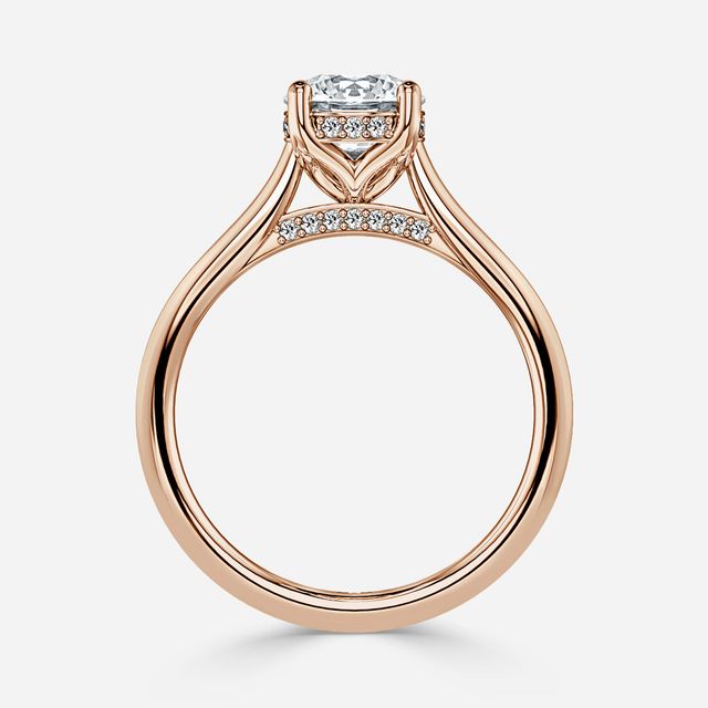 Ria Hidden Halo Engagement Ring in Rose Gold