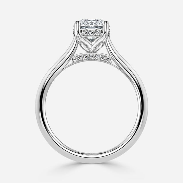 Ria Hidden Halo Engagement Ring in Platinum