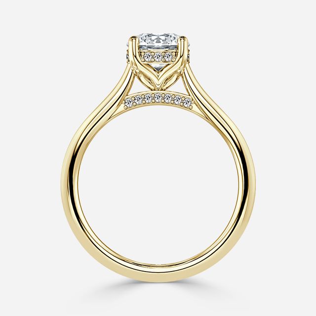 Ria Hidden Halo Engagement Ring in Yellow Gold