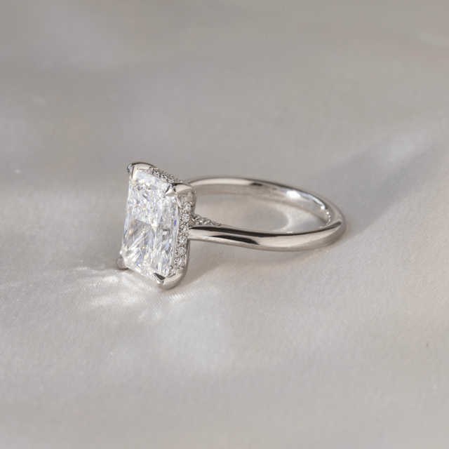 3 Carat Lab Grown Radiant Diamond Hidden Halo Engagement Ring in Platinum - Juliette
