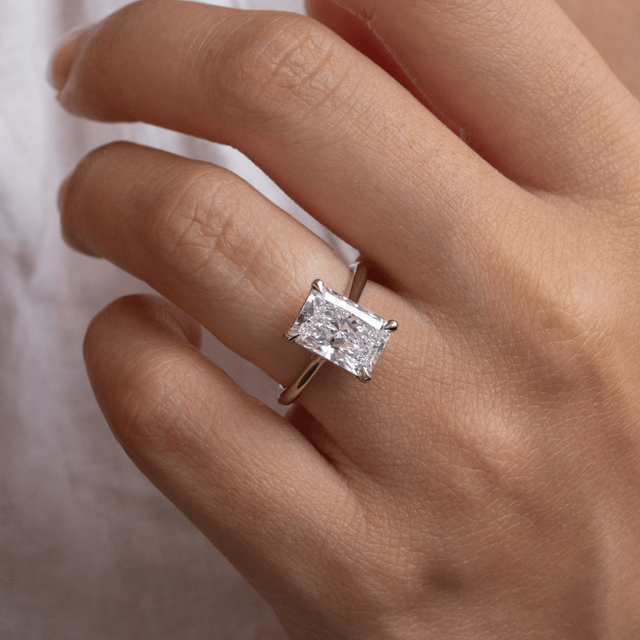 3 Carat Lab Grown Radiant Diamond Hidden Halo Engagement Ring in Platinum - Juliette