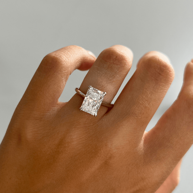 3 Carat Lab Grown Radiant Diamond Hidden Halo Engagement Ring in Platinum - Juliette