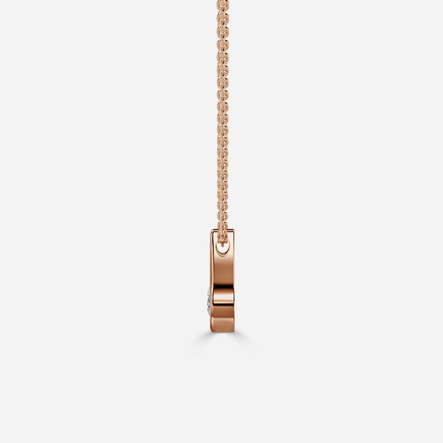 Zaria Round Diamond Drop Bezel Set Pendant in Rose Gold