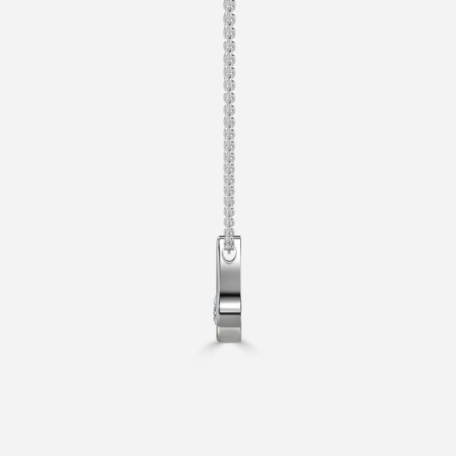 Zaria Round Diamond Drop Bezel Set Pendant in White Gold