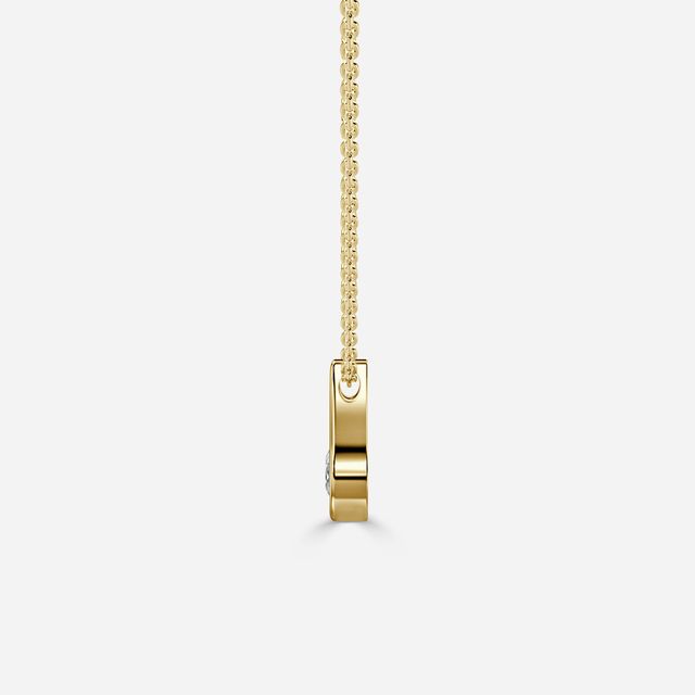 Zaria Round Diamond Drop Bezel Set Pendant in Yellow Gold