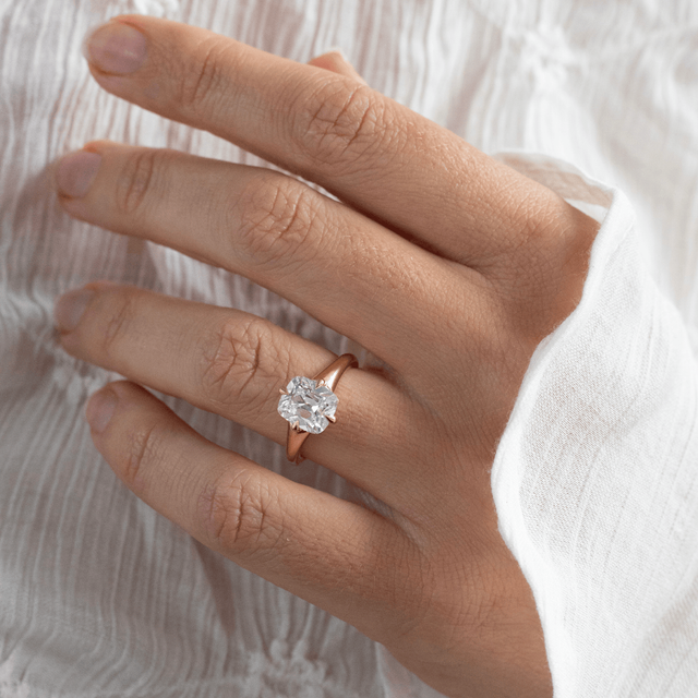 2.50 Carat Lab Grown Old Mine Cut Diamond Solitaire Engagement Ring in Yellow Gold - Blair