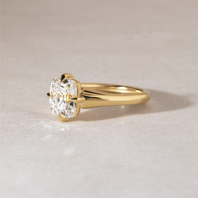 2.50 Carat Lab Grown Old Mine Cut Diamond Solitaire Engagement Ring in Yellow Gold - Blair