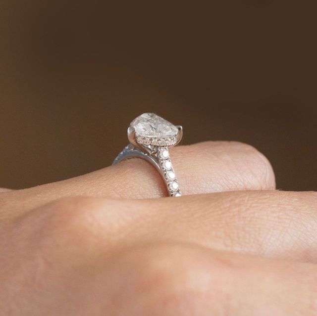 2 Carat Lab Grown Heart Shape Diamond Pavé Engagement Ring in Platinum - Aisha