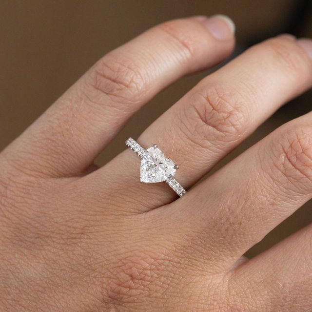 2 Carat Lab Grown Heart Shape Diamond Pavé Engagement Ring in Platinum - Aisha