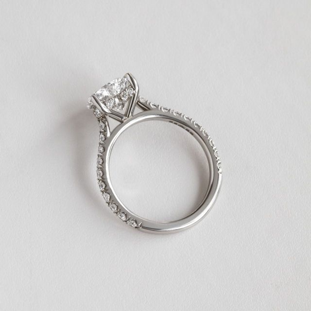 2 Carat Lab Grown Heart Shape Diamond Pavé Engagement Ring in Platinum - Aisha