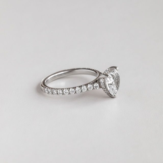 2 Carat Lab Grown Heart Shape Diamond Pavé Engagement Ring in Platinum - Aisha