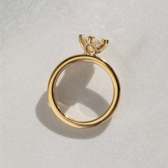 2 Carat Lab Grown Marquise Diamond Solitaire Engagement Ring in Yellow Gold - Jennifer Customised