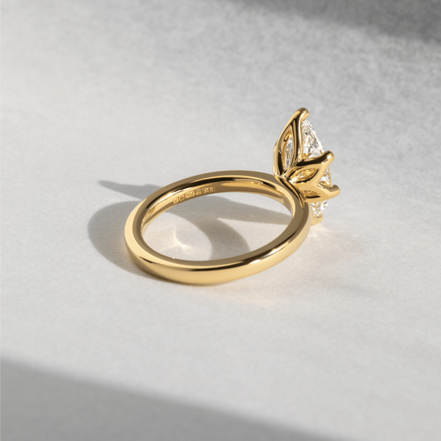 2 Carat Lab Grown Marquise Diamond Solitaire Engagement Ring in Yellow Gold - Jennifer Customised
