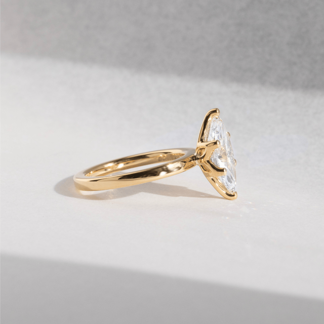 2 Carat Lab Grown Marquise Diamond Solitaire Engagement Ring in Yellow Gold - Jennifer Customised