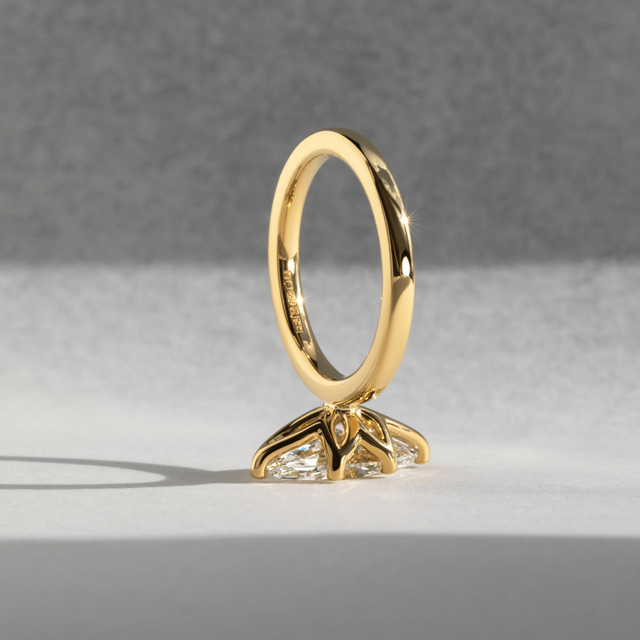 2 Carat Lab Grown Marquise Diamond Solitaire Engagement Ring in Yellow Gold - Jennifer Customised