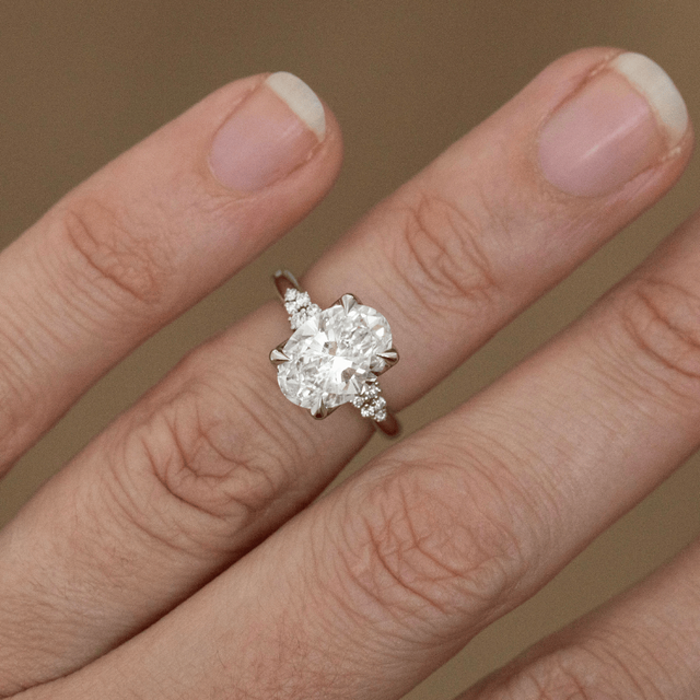 2.50 Carat Lab Grown Oval Diamond Cluster Engagement Ring in Platinum - Everest