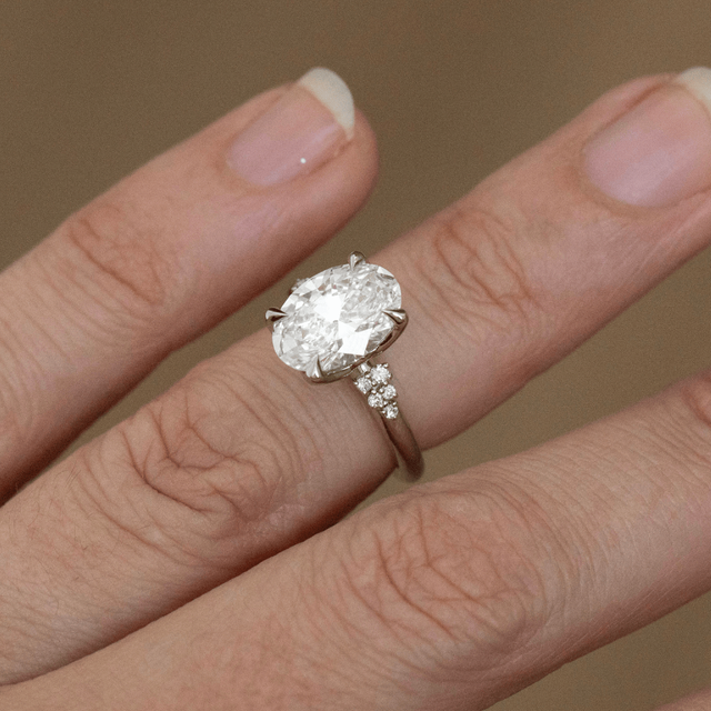 2.50 Carat Lab Grown Oval Diamond Cluster Engagement Ring in Platinum - Everest