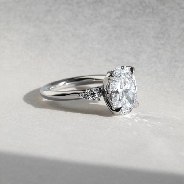 2.50 Carat Lab Grown Oval Diamond Cluster Engagement Ring in Platinum - Everest
