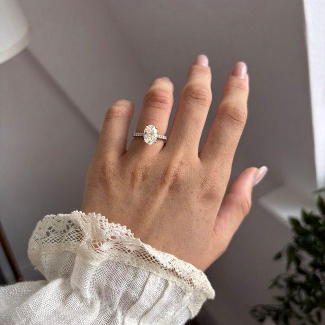 2.20 Carat Lab Grown Oval Diamond Band Engagement Ring in Rose Gold - Gwenevere