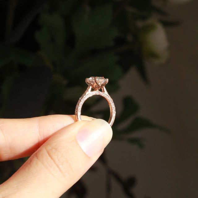 2.20 Carat Lab Grown Oval Diamond Band Engagement Ring in Rose Gold - Gwenevere