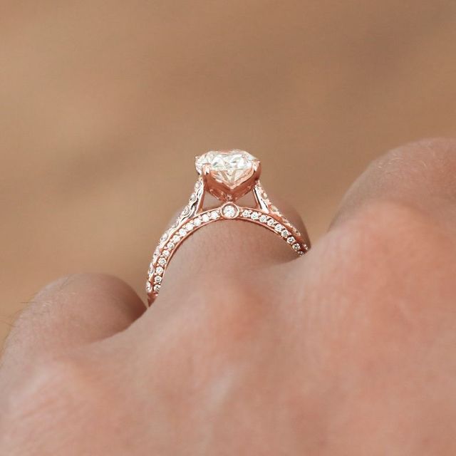 2.20 Carat Lab Grown Oval Diamond Band Engagement Ring in Rose Gold - Gwenevere